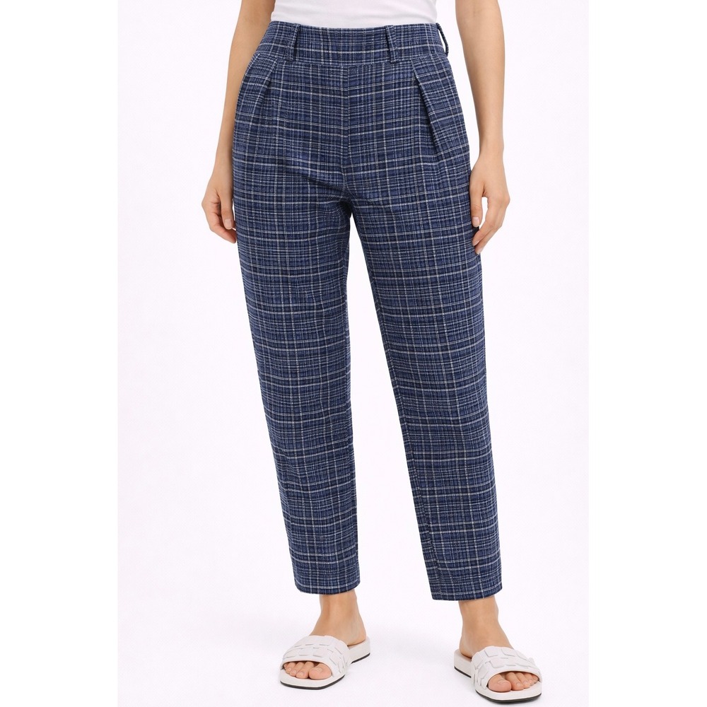 ALTUZARRA Sidney Plaid Wool Trouser Pant Blue‎ Plaid Women Size FR 38 US 6